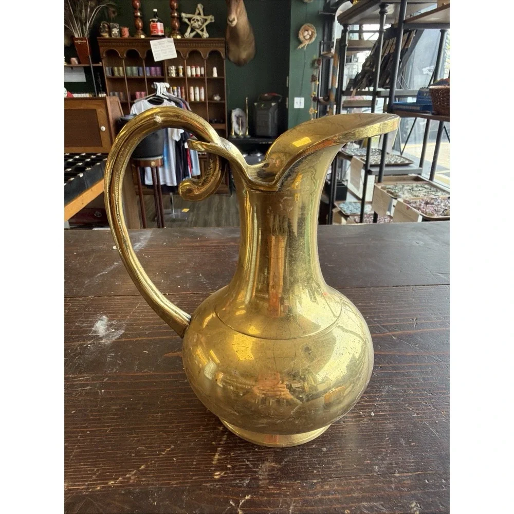 Vintage Brass Pitcher Urn Vase